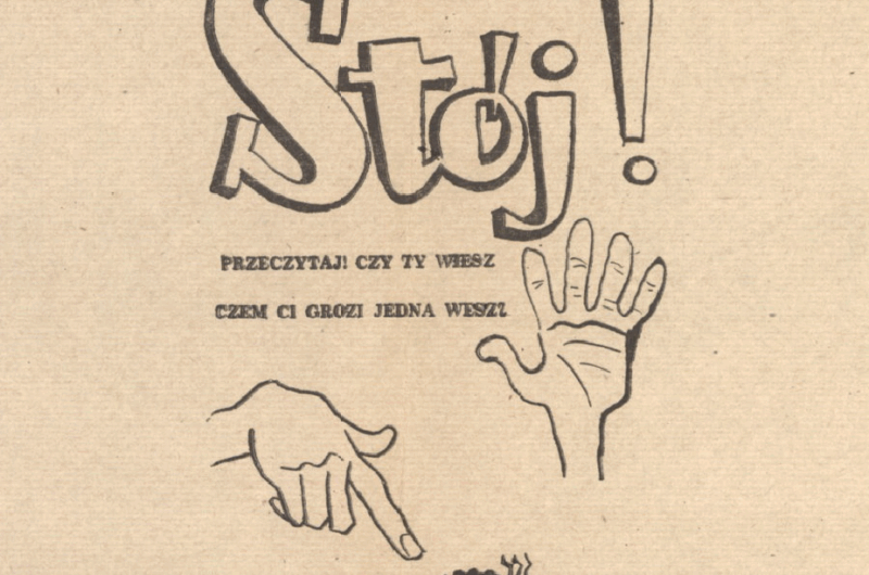 Higienia na wsi, czyli wzajemne iskanie się chłopów , [Plakat] : [Inc.:] Stój! Przeczytaj! Czy ty wiesz czem ci grozi jedna wesz! [...]